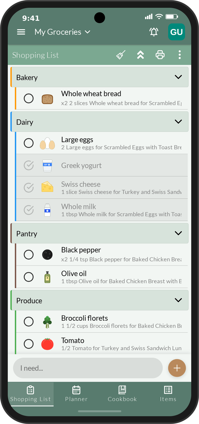 Grocery Board Shopping List App Screenshot